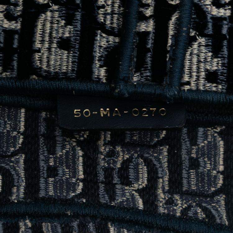 Pre Owned Dior Blue Oblique Embroidered Velvet Saddle Bag