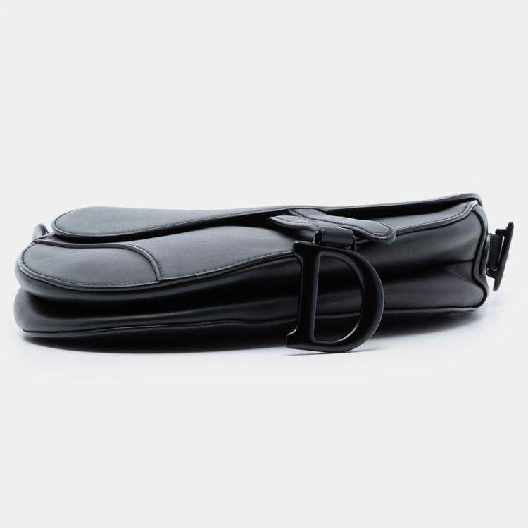 Pre Owned Dior Black Ultra Matte Calfskin Saddle Bag