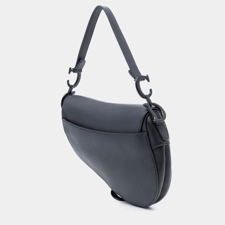 Pre Owned Dior Black Ultra Matte Calfskin Saddle Bag