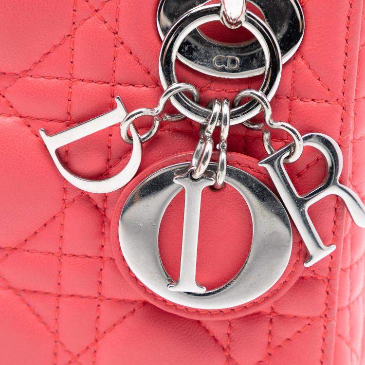 Pre Owned Dior Pink Mini Lambskin Cannage Lady Dior