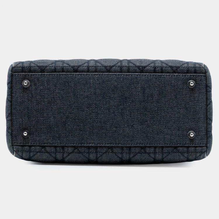 Pre Owned Dior Blue Medium Denim Cannage Lady Dior