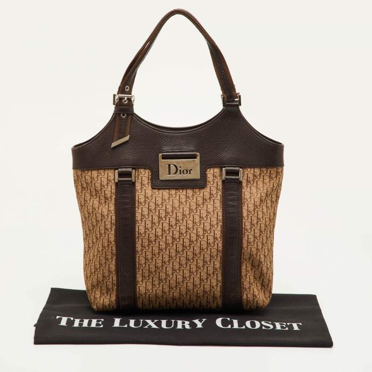مملوكة مسبقًا Dior Street Chic Beige/Brown Oblique Canvas and Leather Trotter Tote