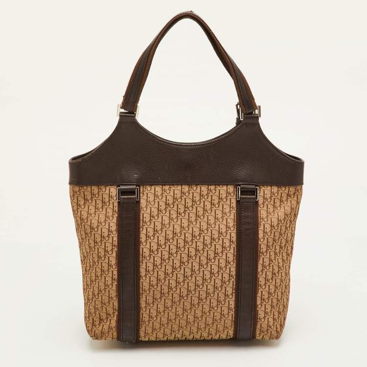 مملوكة مسبقًا Dior Street Chic Beige/Brown Oblique Canvas and Leather Trotter Tote