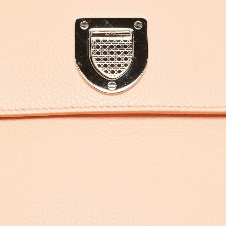 Pre Owned Dior Diorever Mini Peach Leather Top Handle Bag