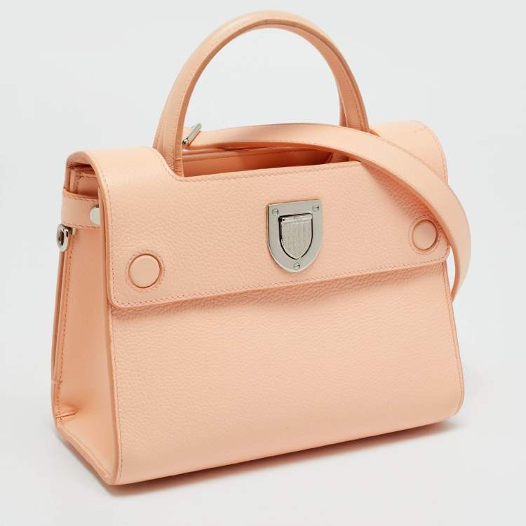 Pre Owned Dior Diorever Mini Peach Leather Top Handle Bag