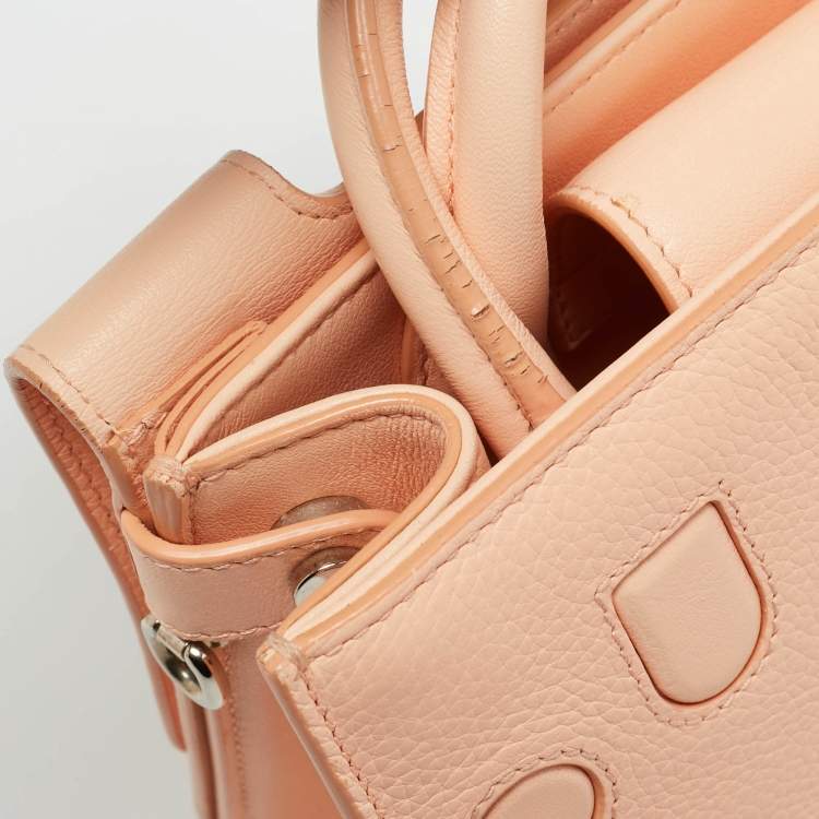 Pre Owned Dior Diorever Mini Peach Leather Top Handle Bag