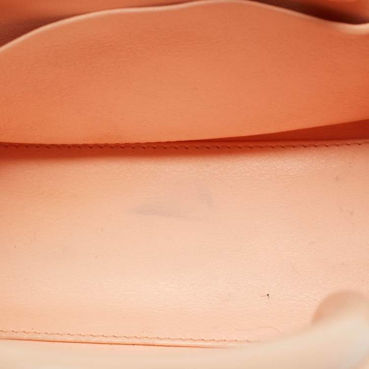 Pre Owned Dior Diorever Mini Peach Leather Top Handle Bag