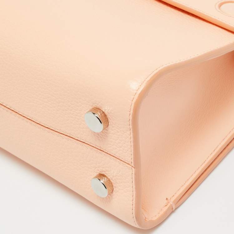 Pre Owned Dior Diorever Mini Peach Leather Top Handle Bag