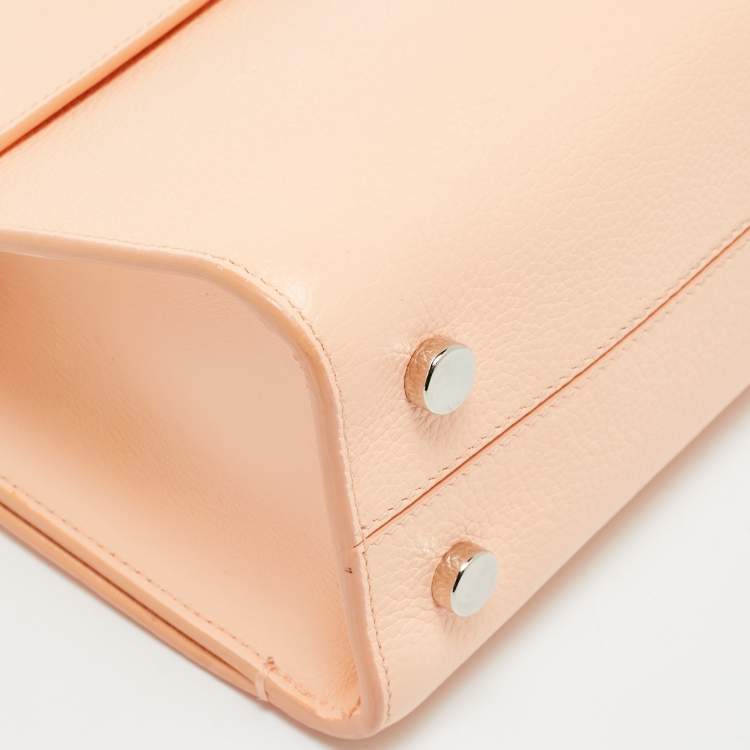 Pre Owned Dior Diorever Mini Peach Leather Top Handle Bag
