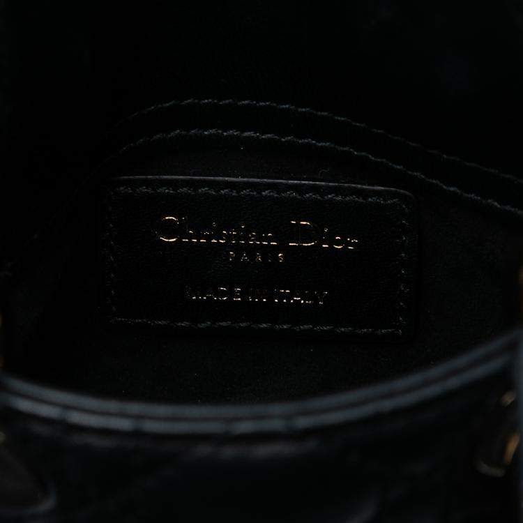 Pre Owned Dior Black Micro Lambskin Cannage Lady Dior