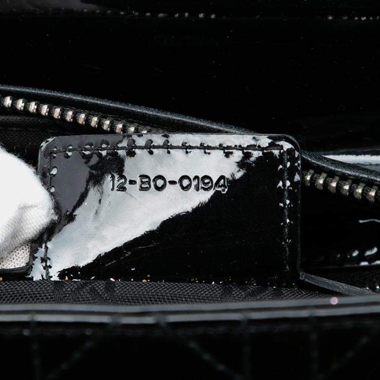 Pre Owned Dior Black Medium Patent Cannage Lady Dior
