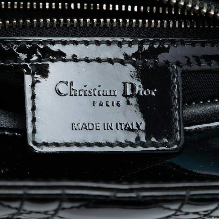 Pre Owned Dior Black Medium Patent Cannage Lady Dior