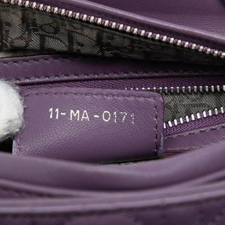Pre Owned Dior Purple Medium Lambskin Cannage Lady Dior