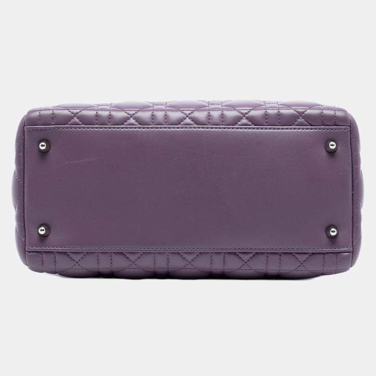 Pre Owned Dior Purple Medium Lambskin Cannage Lady Dior