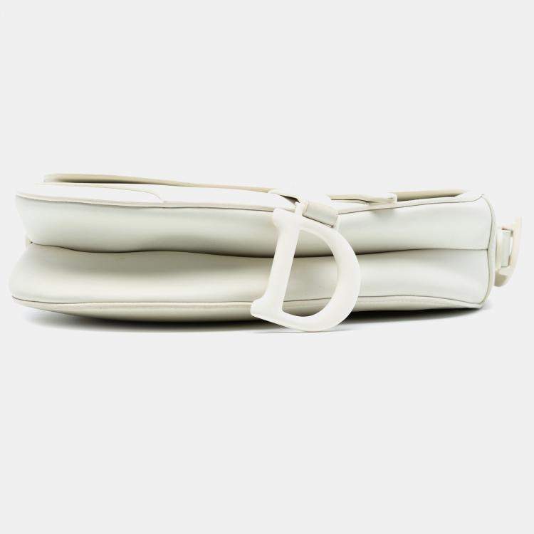 Pre Owned Dior White Ultra Matte Calfskin Saddle Bag