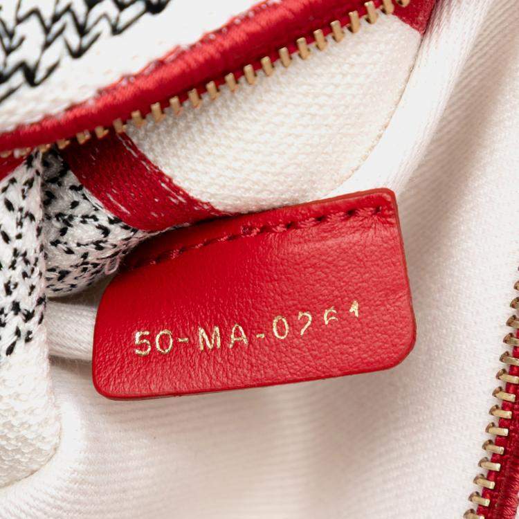 Pre Owned Dior Red DiorAmour Medium Embroidered Canvas Royale Lady D Lite