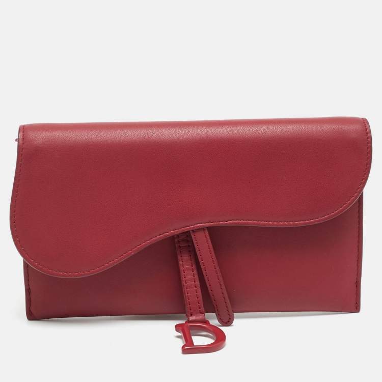 مملوكة مسبقًا Dior Saddle Burgundy Leather Continental Wallet