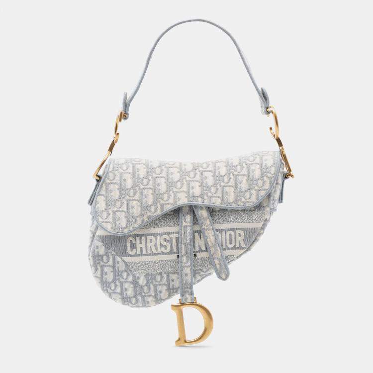 مملوكة مسبقًا Dior Oblique Embroidered Canvas Saddle Bag
