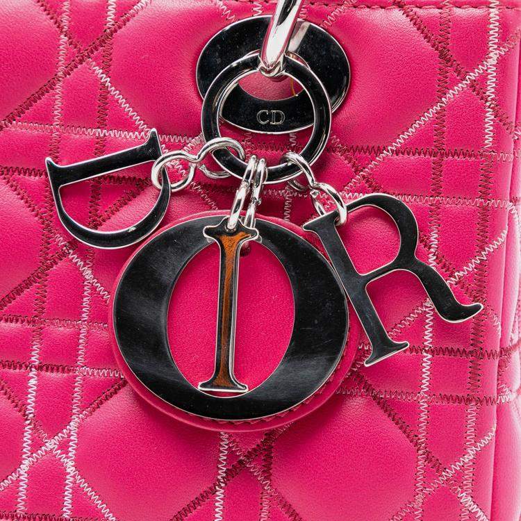 Pre Owned Dior Pink Medium Lambskin Cannage Lady Dior
