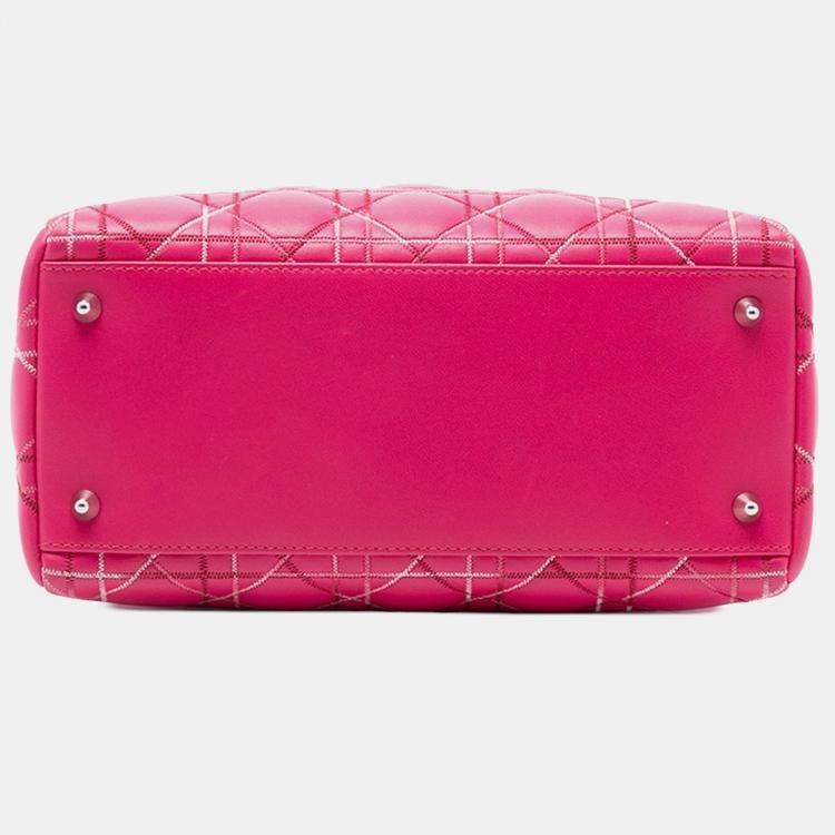 Pre Owned Dior Pink Medium Lambskin Cannage Lady Dior