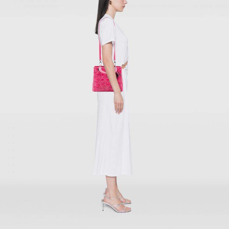 Pre Owned Dior Pink Medium Lambskin Cannage Lady Dior