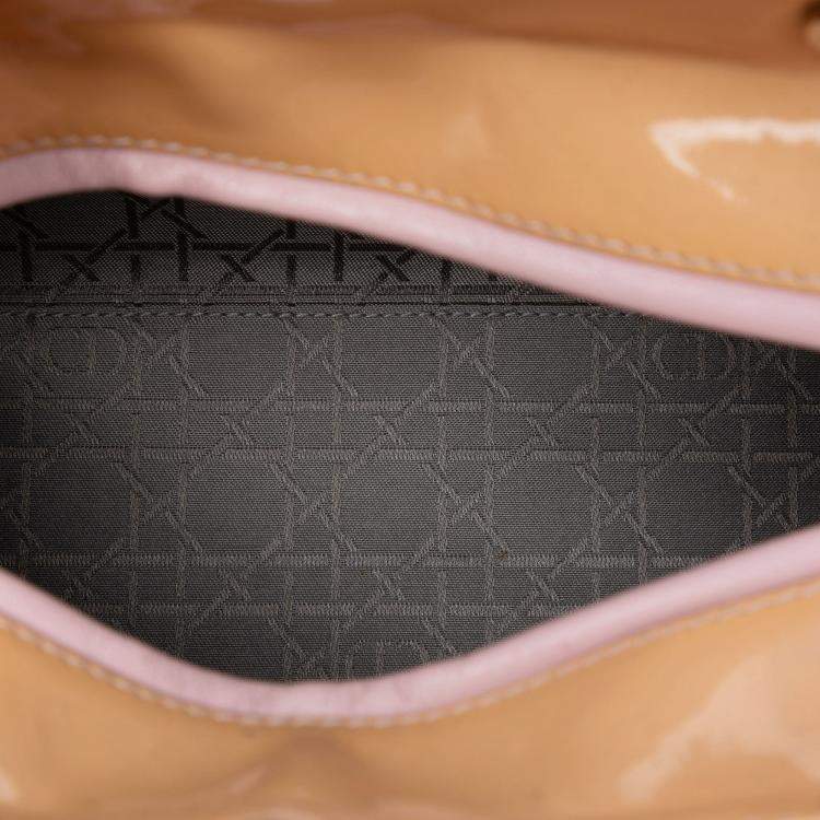 Pre Owned Dior Brown Medium Patent Cannage Lady Dior