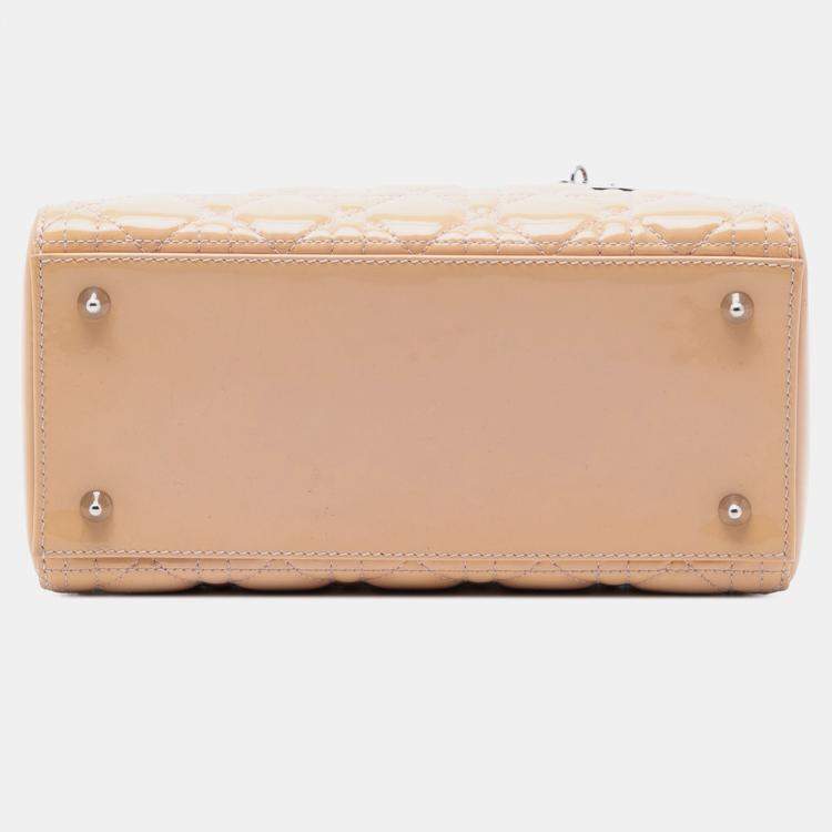 Pre Owned Dior Brown Medium Patent Cannage Lady Dior