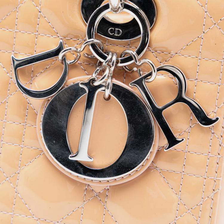 Pre Owned Dior Brown Medium Patent Cannage Lady Dior