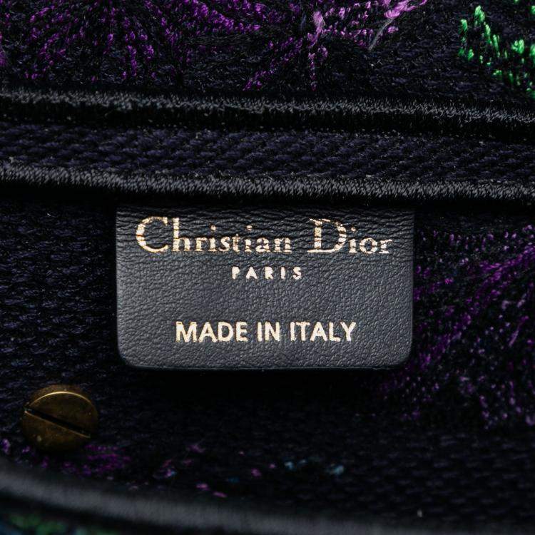 Pre Owned Dior Blue Canvas Embroidered Floral Saddle Bag