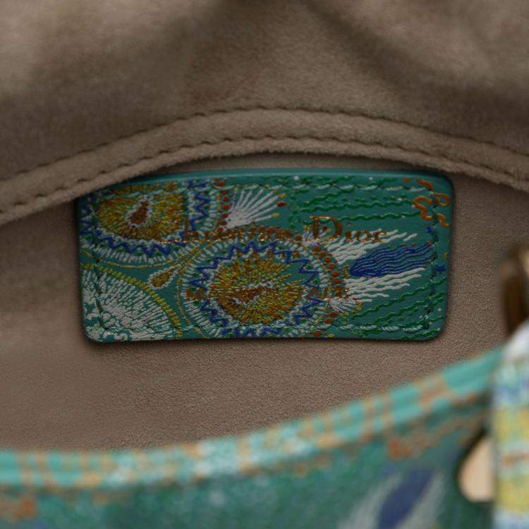 Pre Owned Dior Green Micro Calfskin In Lights Lady Dior