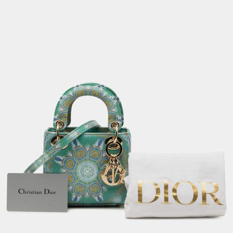 Pre Owned Dior Green Micro Calfskin In Lights Lady Dior