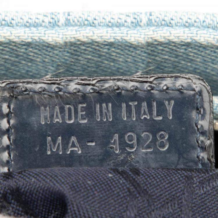 Pre Owned Dior Blue Medium Denim Cannage Acrylic Handles Lady Dior