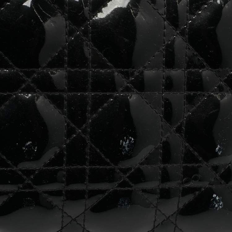 مملوكة مسبقًا Dior Lady Dior Large Black Cannage Patent Leather Tote