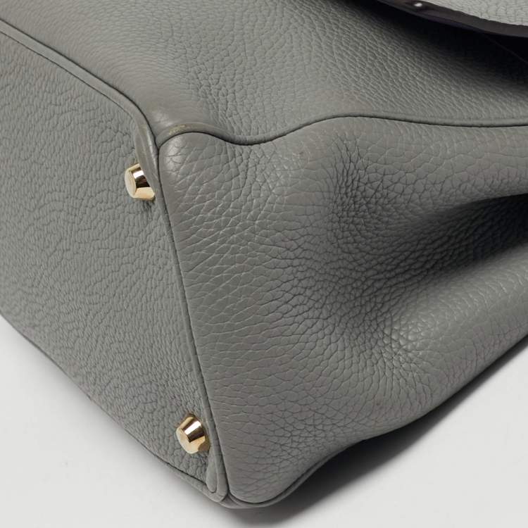 Pre Owned حقيبة ديور بي ديور جلد رمادي فاتح حجم صغير مقابض علوية