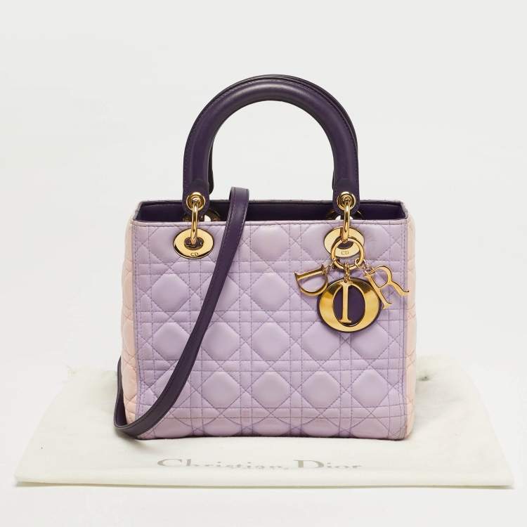 مملوكة مسبقًا Dior Lady Dior Medium Purple/Pink Cannage Leather Tote