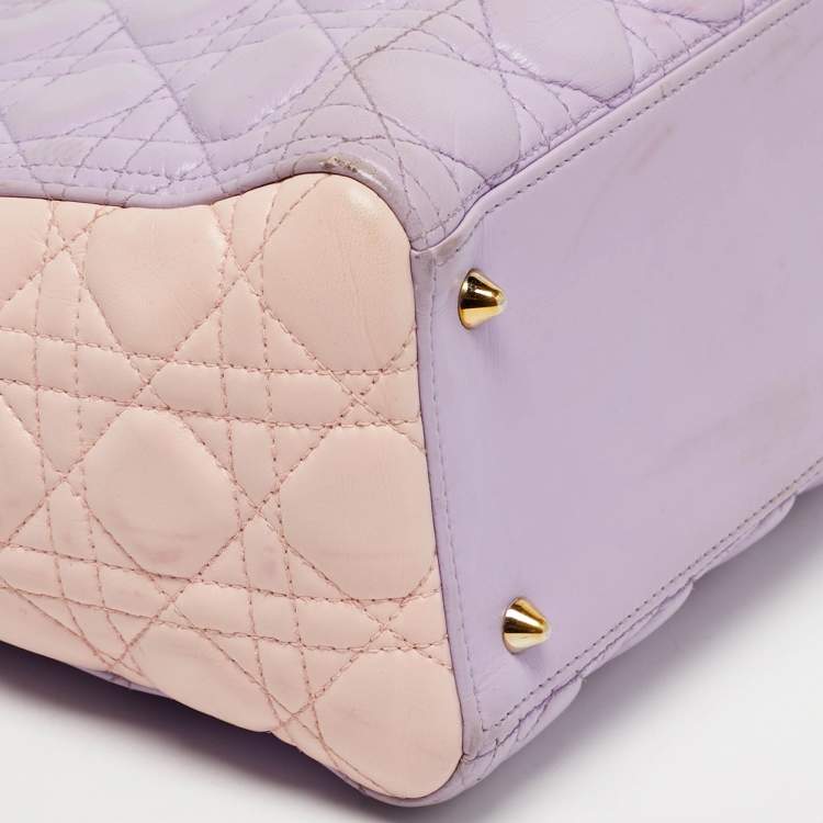 مملوكة مسبقًا Dior Lady Dior Medium Purple/Pink Cannage Leather Tote