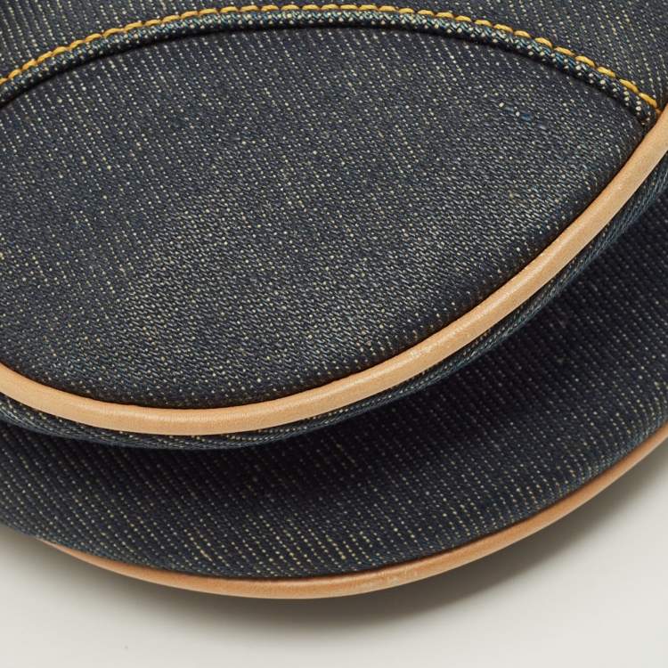 مملوكة مسبقًا Dior Saddle Blue/Tan Denim and Leather Bag