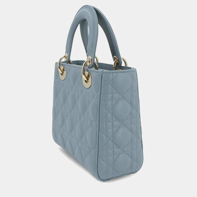 Pre Owned Christian Dior Lady Dior Small Cloud Blue Leather Shoulder Bag