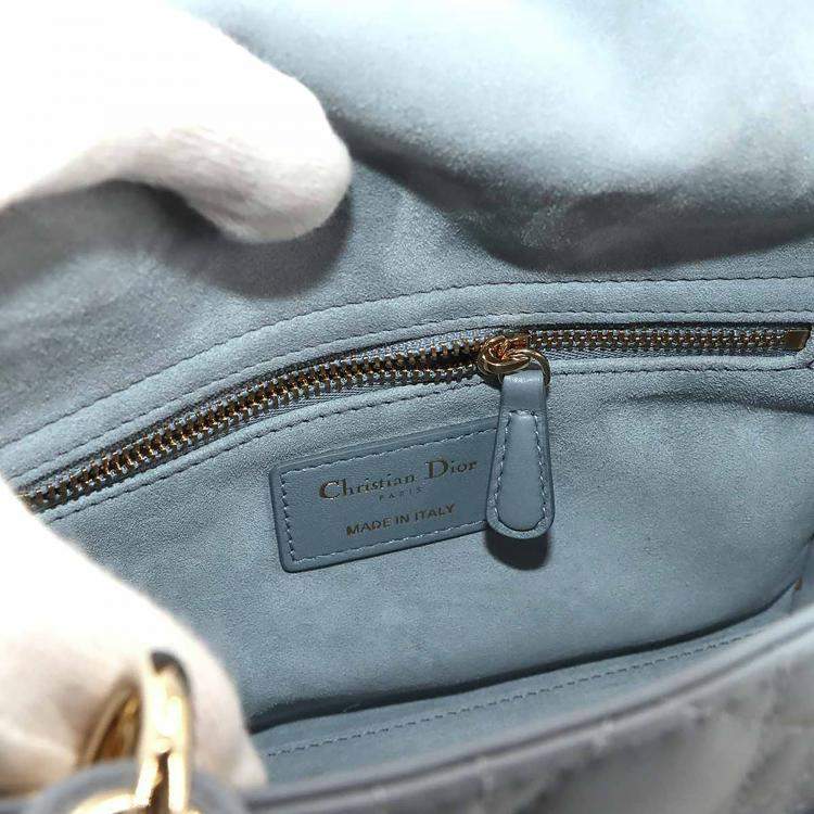 Pre Owned Christian Dior Lady Dior Small Cloud Blue Leather Shoulder Bag