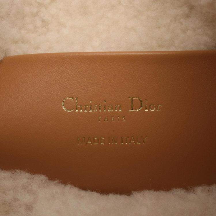 Pre Owned Dior Dioralps Toujours Nano Brown White Mouton Leather Tote Bag