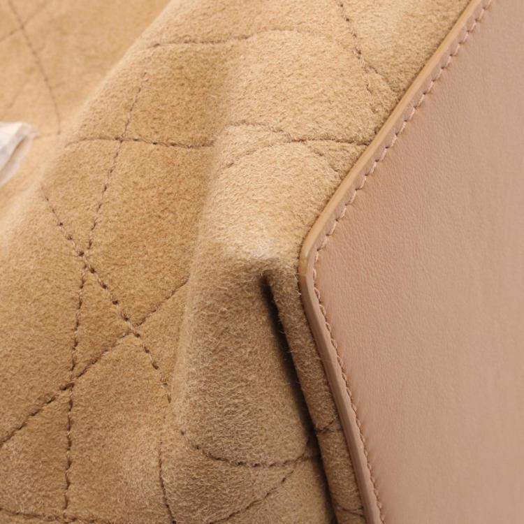 Pre Owned Dior Dioralps Toujours Nano Brown White Mouton Leather Tote Bag