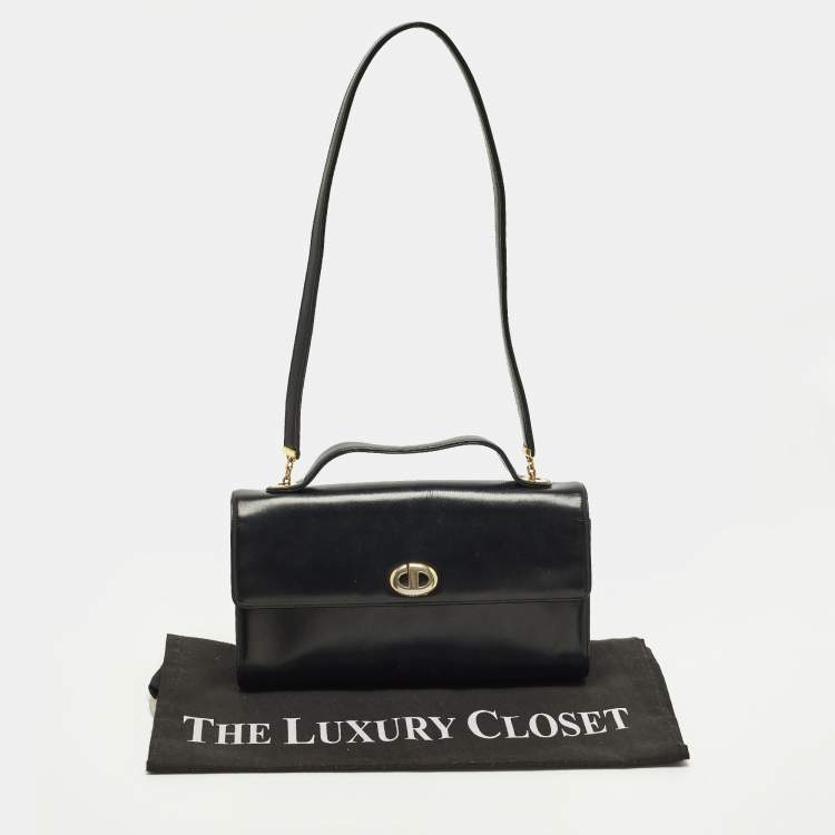 Pre Owned Dior Black Leather Vintage Top Handle Bag