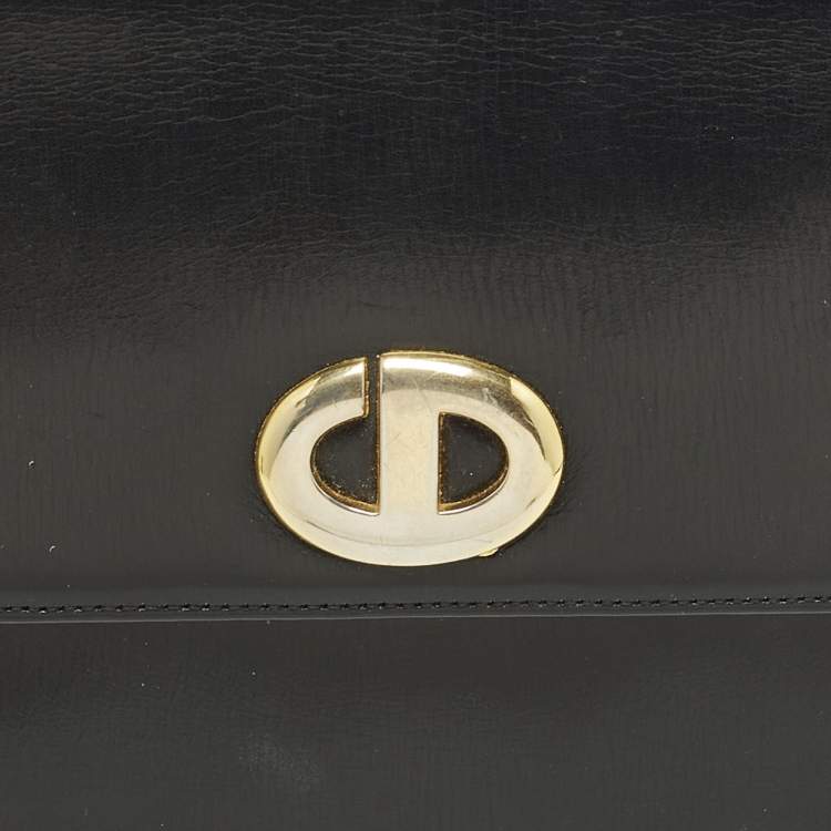 Pre Owned Dior Black Leather Vintage Top Handle Bag
