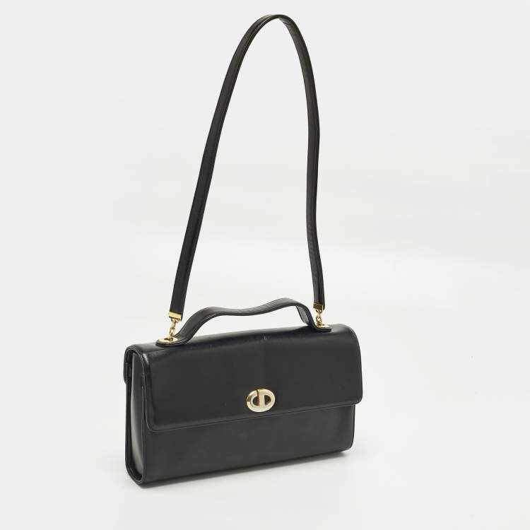 Pre Owned Dior Black Leather Vintage Top Handle Bag