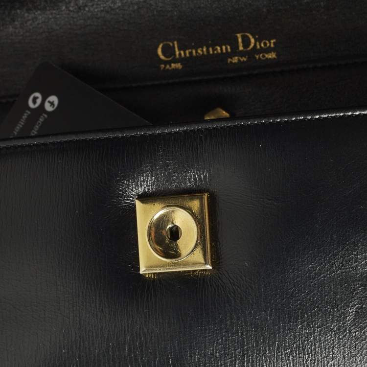 Pre Owned Dior Black Leather Vintage Top Handle Bag