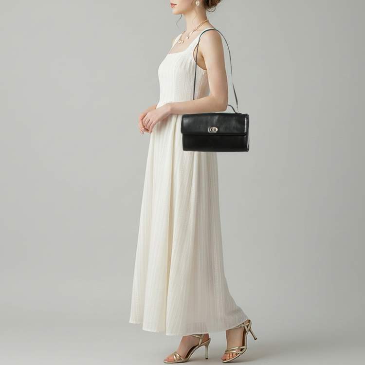 Pre Owned Dior Black Leather Vintage Top Handle Bag