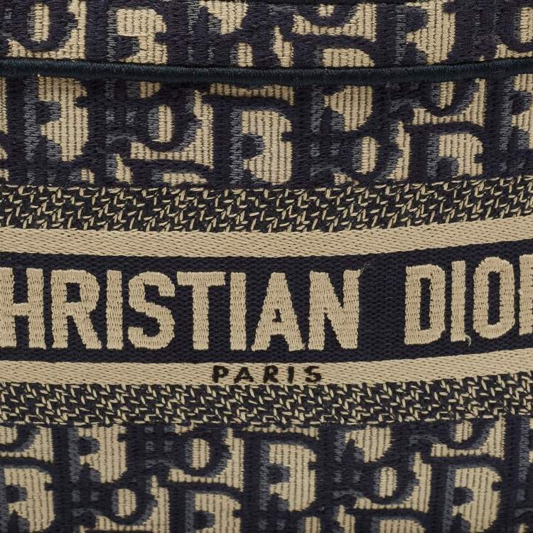 Pre Owned Dior Book Mini Navy Blue Oblique Canvas Tote