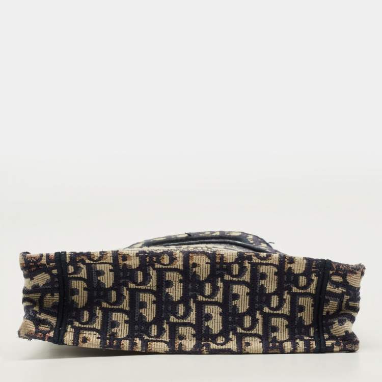 Pre Owned Dior Book Mini Navy Blue Oblique Canvas Tote