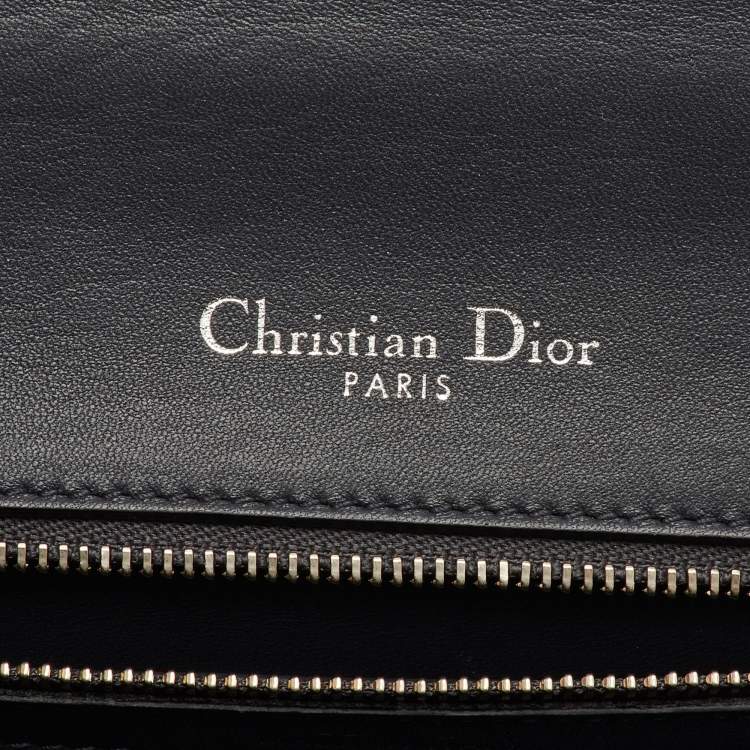 مملوكة مسبقًا Dior Diorama Metallic Blue Microcannage Patent Leather Shoulder Bag