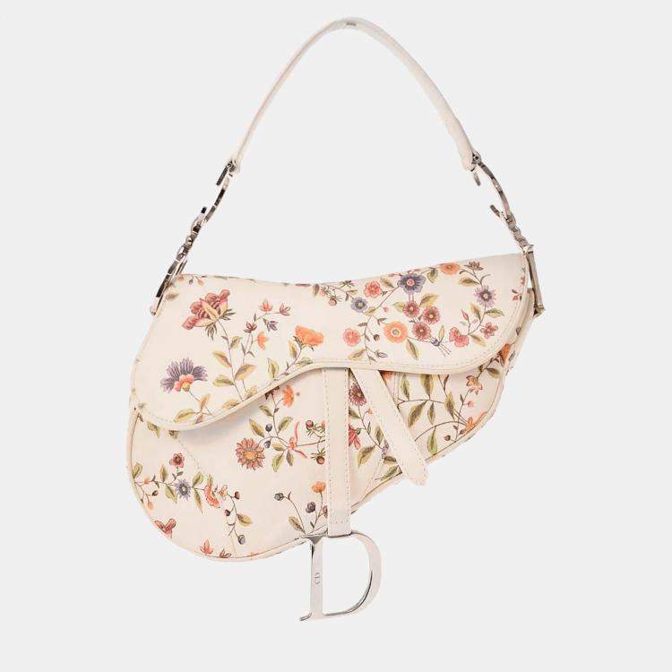 مملوكة مسبقًا Christian Dior White Canvas Saddle Handbag